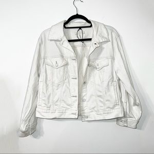 7 for All Mankind | Jean Linen Blend Jacket 3/4 Sleeve Cropped Size Large White